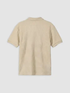 LCW Kids Beige Polo Shirt Collar textured Boys' T-Shirt - Image 3