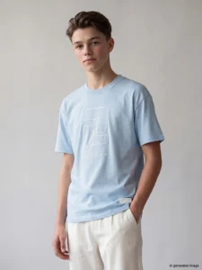 LCW Kids Blue Crew Neck Embroidered Boys' T-Shirt
