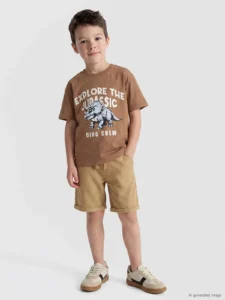 LCW Kids Brown Boys' Combed Cotton T-Shirt - Image 2