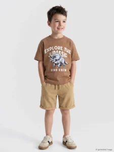 LCW Kids Brown Boys' Combed Cotton T-Shirt - Image 3