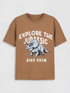 LCW Kids Brown Boys' Combed Cotton T-Shirt - Image 4