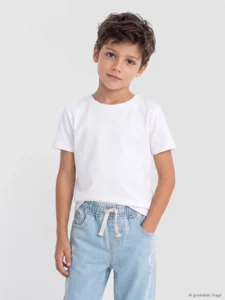 LCW Kids White Crew Neck Boys' T-Shirt