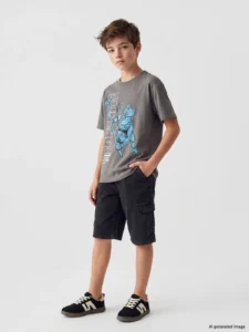LCW Kids Gray Crew Neck Printed Boys' T-Shirt - Image 2