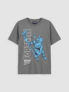 LCW Kids Gray Crew Neck Printed Boys' T-Shirt - Image 3