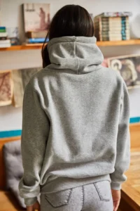 Olalook Women's Gray Long Neck Soft Textured Thick Sweatshirt - Image 5