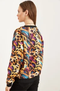 Olalook Women's Colorful Leopard Basic Soft Textured Loose Sweatshirt - Image 6