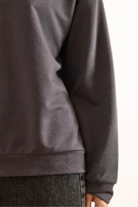 Olalook Women's Plain Smoked Basic Soft Textured Loose Sweatshirt - Image 6
