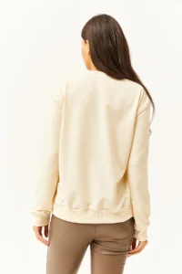 Olalook Women's Beige Eye Embroidered Seasonal Sweatshirt - Image 6