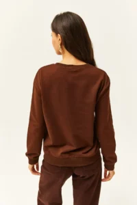 Olalook Women's Bitter Brown Eye Embroidered Seasonal Sweatshirt - Image 5