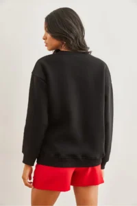 Olalook Women's Black Heart Embroidered Rose Gold Sweatshirt - Image 7