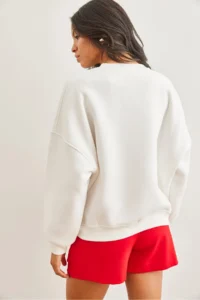 Olalook Women's Ecru Sunday Appliqued Rose Gold Sweatshirt - Image 4