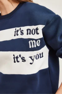 Olalook Women's Navy Blue Shoulder Heart Embroidered Rose Gold Sweatshirt - Image 6