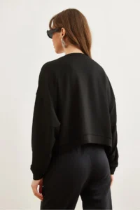 Olalook Women's Black Modal Touched Premium Oversize Loose Sweatshirt - Image 4