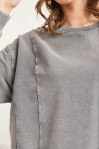 Olalook Women's Gray Modal Content Washable Sweatshirt - Image 6