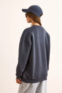 Olalook Women's Smoked Premium Shoulder Stitching Detailed Oversize Rose Gold Sweatshirt - Image 7