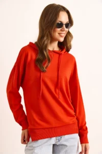 Olalook Women's Coral Hooded Soft Textured 2 Thread Sweatshirt - Image 2