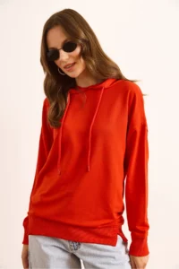 Olalook Women's Coral Hooded Soft Textured 2 Thread Sweatshirt - Image 3