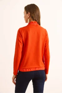 Olalook Women's Coral Neck Lace Detailed Soft Textured 2 String Sweatshirt - Image 7