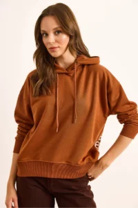 Olalook Women's Tile Back Printed Hooded Oversize 2 String Sweatshirt - Image 2