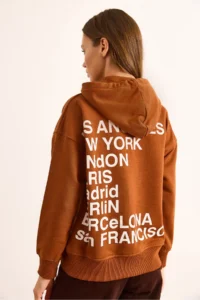 Olalook Women's Tile Back Printed Hooded Oversize 2 String Sweatshirt - Image 6