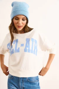 Olalook Women's White Bel Air Printed Boat Neck Sweatshirt - Image 4