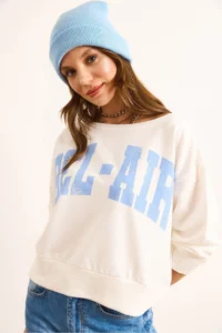 Olalook Women's White Bel Air Printed Boat Neck Sweatshirt - Image 5