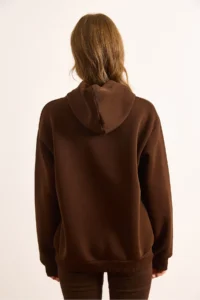 Olalook Women's Brown Cherry Embroidered Hooded Ribbon Sweatshirt - Image 6