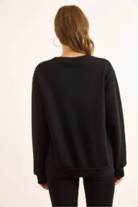 Olalook Women's Black Appliqued Basic Sweatshirt - Image 2