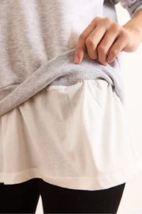 Olalook Women's Gray Melange Skirt Garnished Collar Detailed Raised Thick Sweatshirt - Image 6