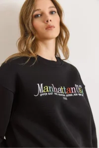 Olalook Women's Black Colored Embroidered Rose Gold Sweatshirt - Image 5