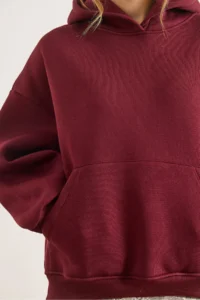Olalook Women's Burgundy Back Culture Embroidered Raised Oversize Sweatshirt - Image 6