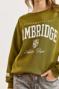 Olalook Women's Oil Green Cambridge Printed Thick Sweatshirt - Image 4