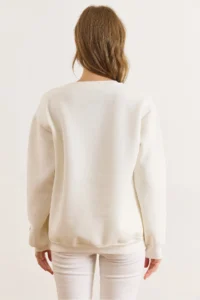 Olalook Women's White Cambridge Printed Thick Sweatshirt - Image 2