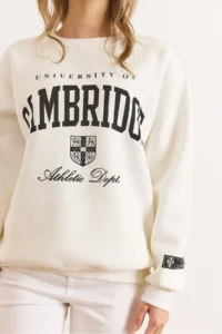 Olalook Women's White Cambridge Printed Thick Sweatshirt - Image 6