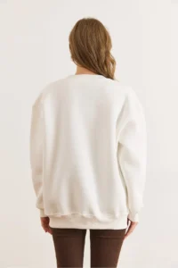 Olalook Women's White Horses Thick Sweatshirt - Image 2