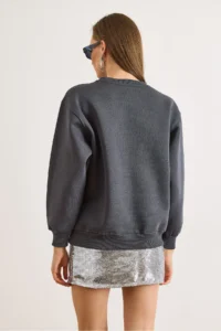Olalook Women's Smoked Good Mood Embroidered Rose Gold Comfortable Sweatshirt - Image 2