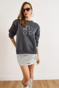 Olalook Women's Smoked Good Mood Embroidered Rose Gold Comfortable Sweatshirt - Image 6