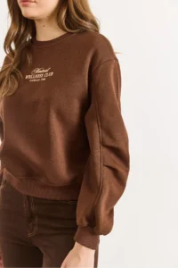 Olalook Women's Bitter Brown Sleeve Detailed Embroidered Rose Gold Sweatshirt - Image 3