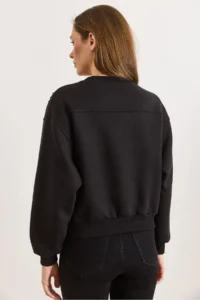 Olalook Women's Black Stone Detailed Rose Gold Sweatshirt - Image 2