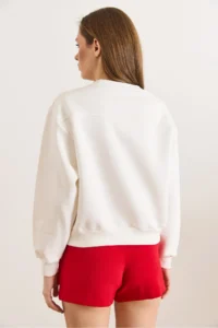 Olalook Women's White Stone Detailed Rose Gold Sweatshirt - Image 2