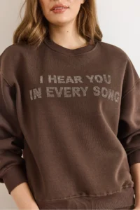 Olalook Women's Brown Sequin Detailed Tiered Thick Sweatshirt - Image 4