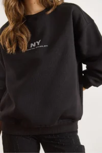 Olalook Women's Black Nylon Oversize Sweatshirt - Image 4