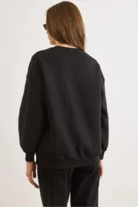 Olalook Women's Black Nylon Oversize Sweatshirt - Image 5