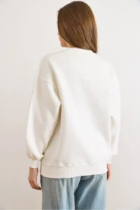 Olalook Women's White Nylon Oversize Sweatshirt - Image 2