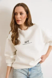 Olalook Women's White Nylon Oversize Sweatshirt - Image 3
