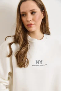 Olalook Women's White Nylon Oversize Sweatshirt - Image 5