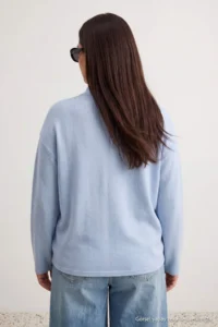 Trendyol Curve BLUE Thessaloniki/Knitwear look Zippered Collar Regular/Normal Pattern Knitting Sweatshirt - Image 3