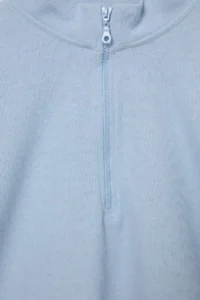 Trendyol Curve BLUE Thessaloniki/Knitwear look Zippered Collar Regular/Normal Pattern Knitting Sweatshirt - Image 6