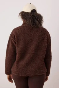 Trendyol Curve Brown Piping Detailed High Neck Plush Soft Plus Size Sweatshirt - Image 4