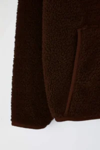Trendyol Curve Brown Piping Detailed High Neck Plush Soft Plus Size Sweatshirt - Image 7